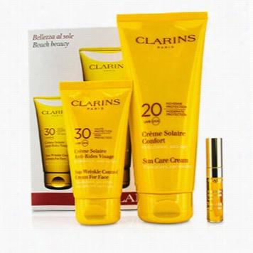 Beach Beauty Kit: Sun Wrinkle Control Cream For Face 75ml + Sun Care Cream2 00ml + Lip Comforg Oil 2.8ml