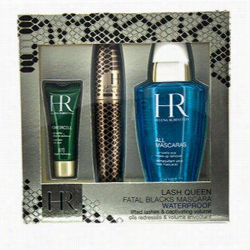 Lsah Quueen Fat Al Blacks Watrproof Mascara Kit: Mascara 7.2ml/0.24oz + Makeup Remover 50ml/1.69oz + Powercell 3m L/0.1 5oz