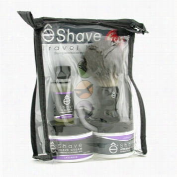 Lavender Travel Kit: Pre Shave Oiil + Shave Cream + Afte R Shave Soother + Brush  + Tsa Bag