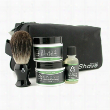 White Tea Start Up Kit: Pre Shave Oil + Shave Cream + After Shave Cream + Brush + Bag