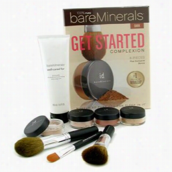 100% Pure Bareminera1s Get Started Color Kit - Dark ( 2xfdn Spf15+tinted Mineral Veil+face Color+3xbrush+dd+skirmish Shampoo )