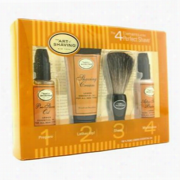 Starter Kit - Lemon: Pre Shace Oil + Shaving Cream + Brush + After Shave Balm