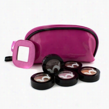 Silky Powder Eye Shadow Set: # Blushing Br Ide # Getaway # Guess # Shallow # Soft Shoulder (upon Pink Cosmetic Bag)