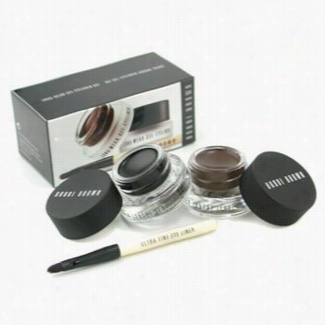 Long Ear Ge Leyeliner Duo: 2x Gel Eyeliner 3g  (black Ink Sepia Ink) + Mini Ultra Fie Eye Liner Brush