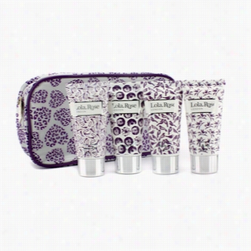 Calming Amethyst Travel Set: Showercream + Body Lotion + Hand & Nail Cream + Bubble Bath + Bag