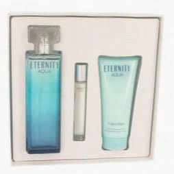 Eternity Aqia Gift Set By Calvin  Klein Gift Set For Women Includes 3.4 Oz Eaude Parfum Spray + 3.4 Oz Body Lotion + .33 Oz Mini Edp Roller Ball
