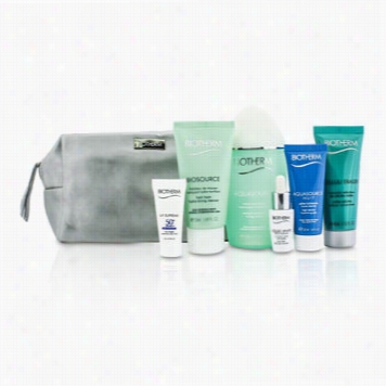 Travel Set: Aquaso Urce Lotion + Cleanseer + Corrector + Celluli Eraser + Uv Supreme + Qauasource Nuit Jelly + Bag