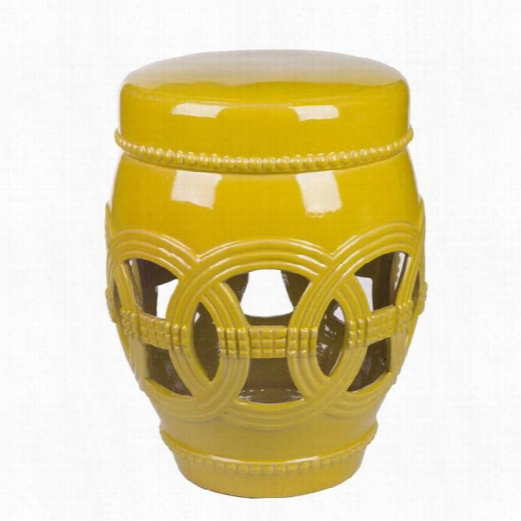 Abbyson Li Ving Csramic Oversized Garden Stool In Yellow