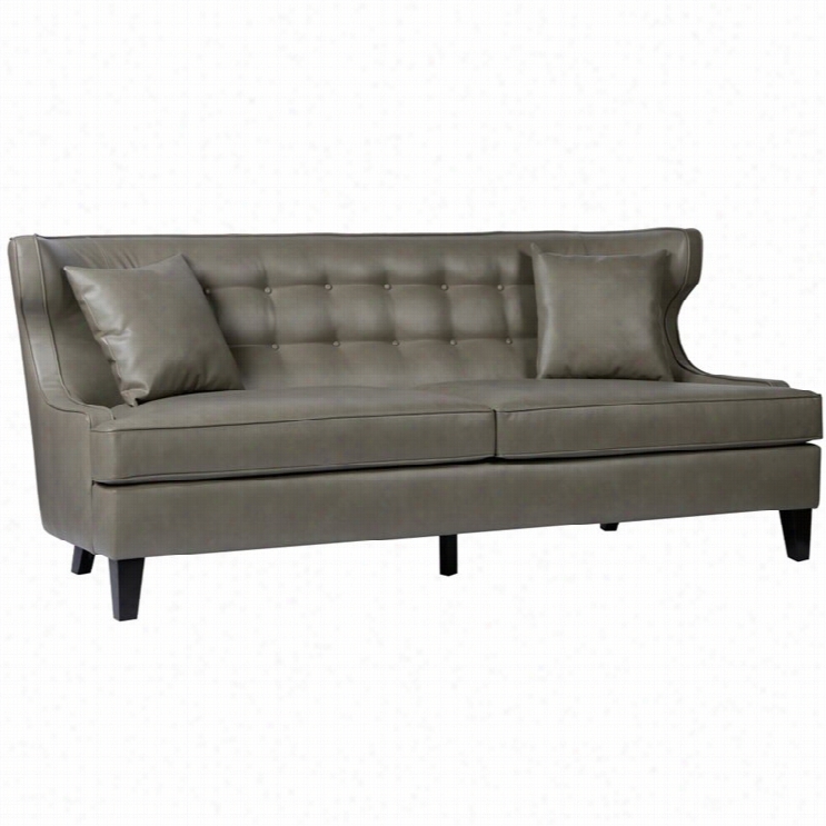 Armen Living Skyline Bonded Leather Sofa In Smoke