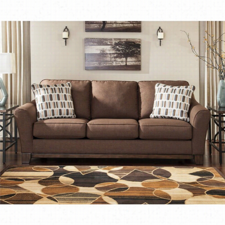 Ashley Janley Fabric Sofa In Chocolate