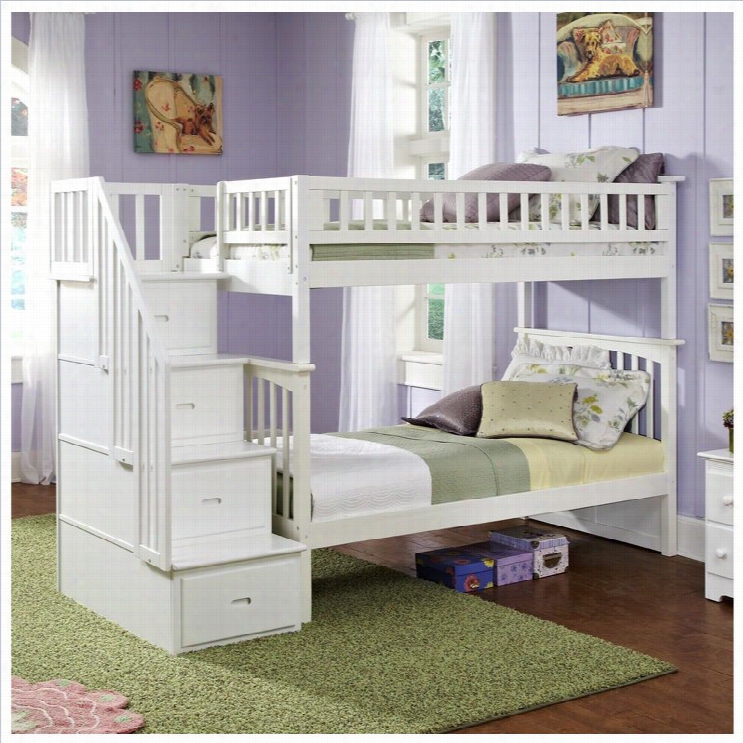 Atlanntic Furniture Columbia Staircase Bunk Bed Twin Over Twin In White