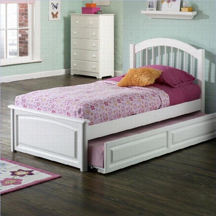 Atlantic Furnifure Windsor Platform Bed With Trundle In White Finish