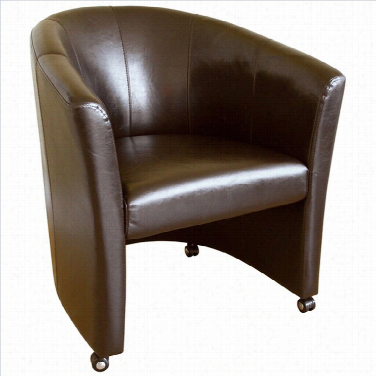 Baxton Studio Faux Leather Combine Barrel Chair In Brown