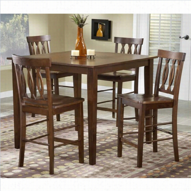 Bernard S5 Piece Pub Dinette In Merlot Finis