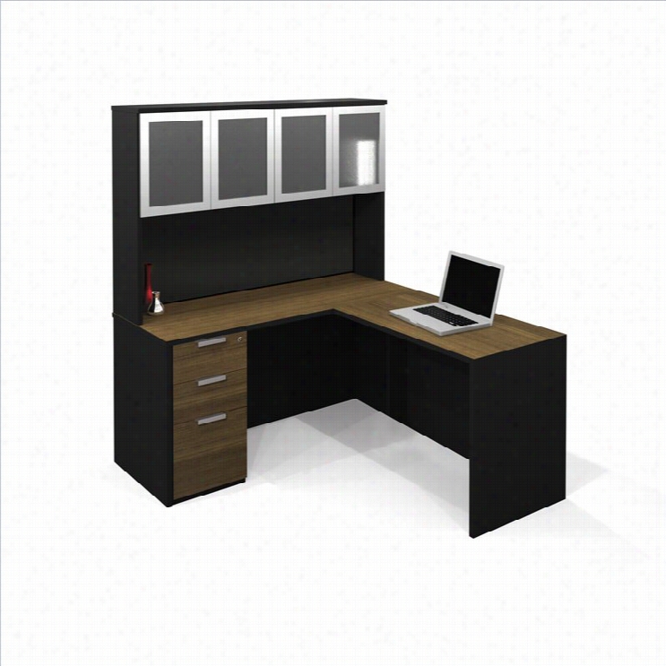 Bestar Pro-concept L-shaped Workstation With 1 Assembled Pedestal And High Hut H