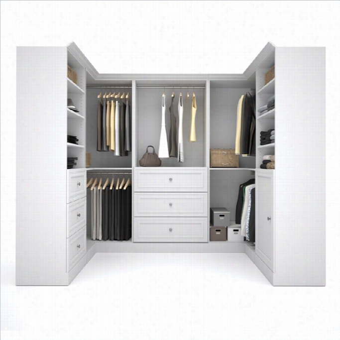 B Estar Versatile 108' 5 Piece 2-corner Storage Unit In White