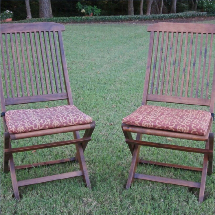 Blazing Needles Standard Folding Lawn Chair Cushions (set Of 2)-kigsley Stripe Ruby