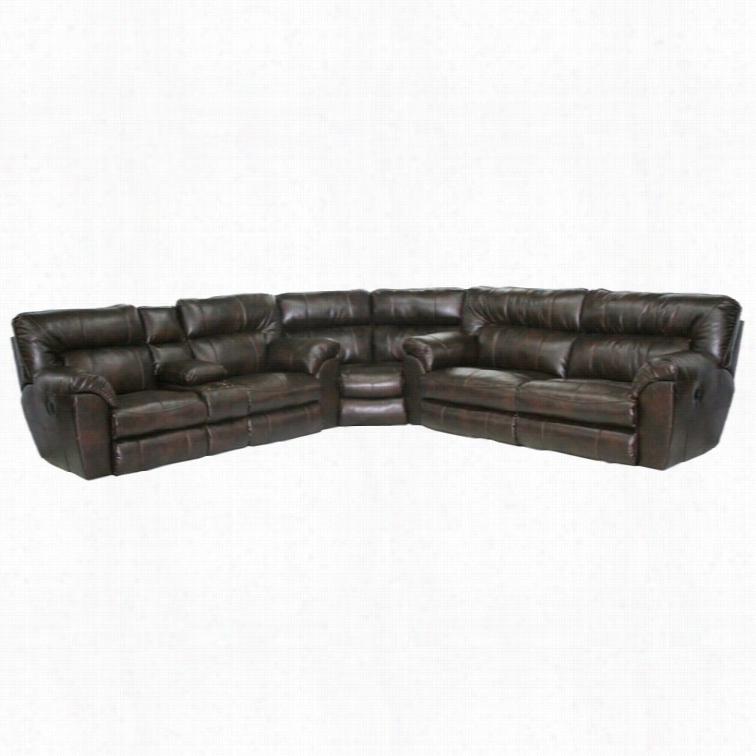 Catnapper Nolan Leather Power Reclining Partial In Godiva