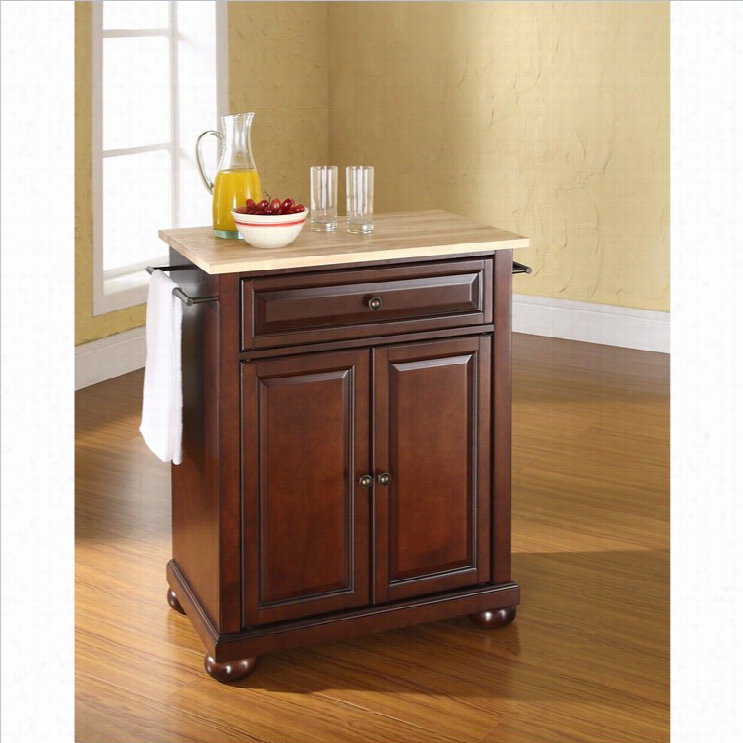 Crosley Furniture Alexandria Natural Wood Top Mahogany Kitchen Island