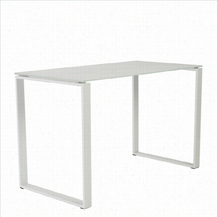 Eurostyle Diego Desk 48x24 Gl Ass In Pure White And White