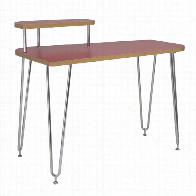 Euroosyle Hanh Left Shelf Desk In Red And  Chrome