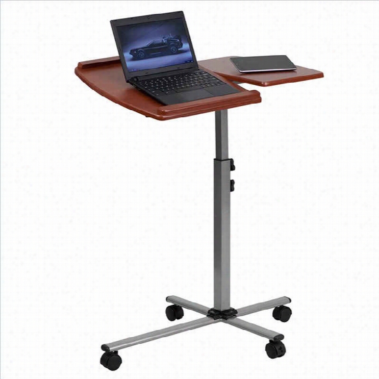Flash Furniture Adjustable Mobile Laptop Comptuer Table In Cherry