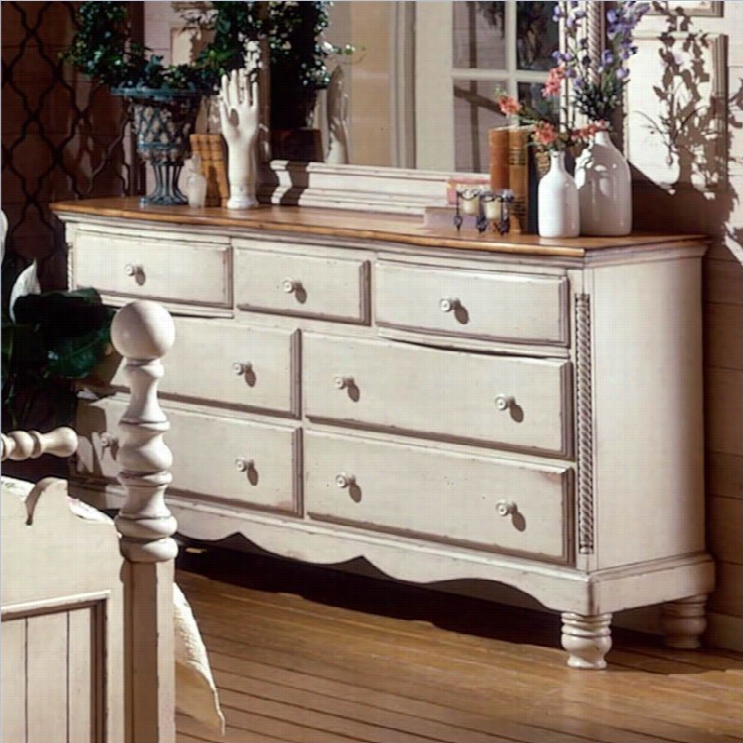 Hillsdale Wilshire Antique White Double Dresser
