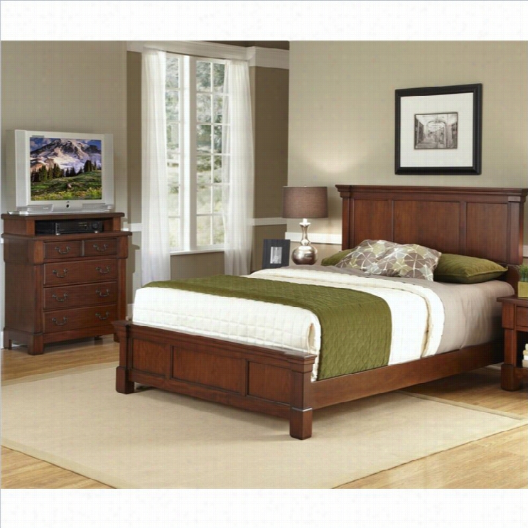 Home Styles Aspe Queen Bed And Medja Chest In Rustic Cherry-queen