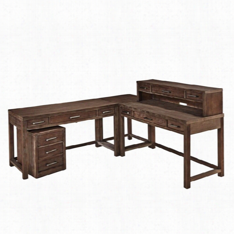 Home Styles Barnside 2  Drama Wood Nonplus Desk Set In Wsathered Brown