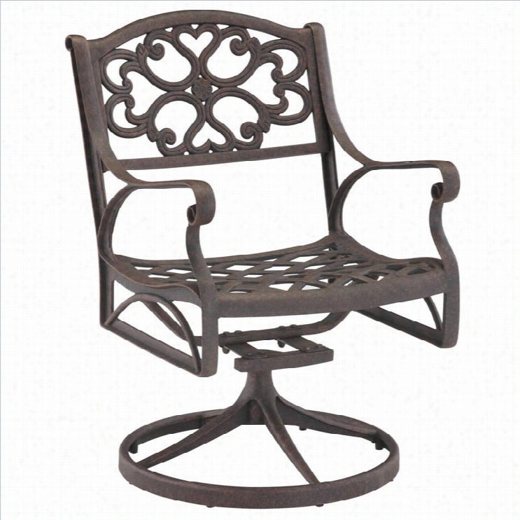 Home Styles Outdoor Swivel Dining Arm Chair In  Rust Brown Finishh