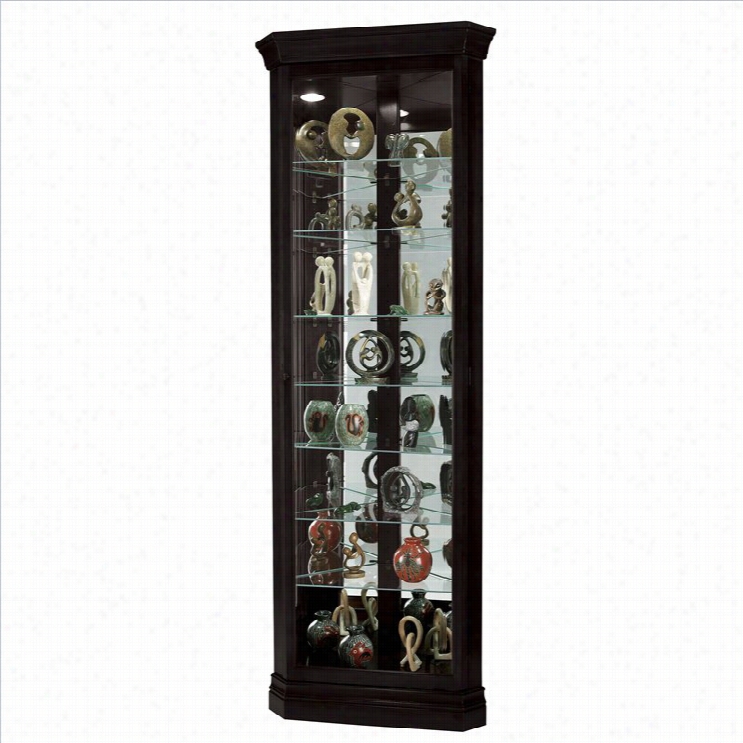 Howard Miller Duane Corner Curio Cabinet In Black Satn