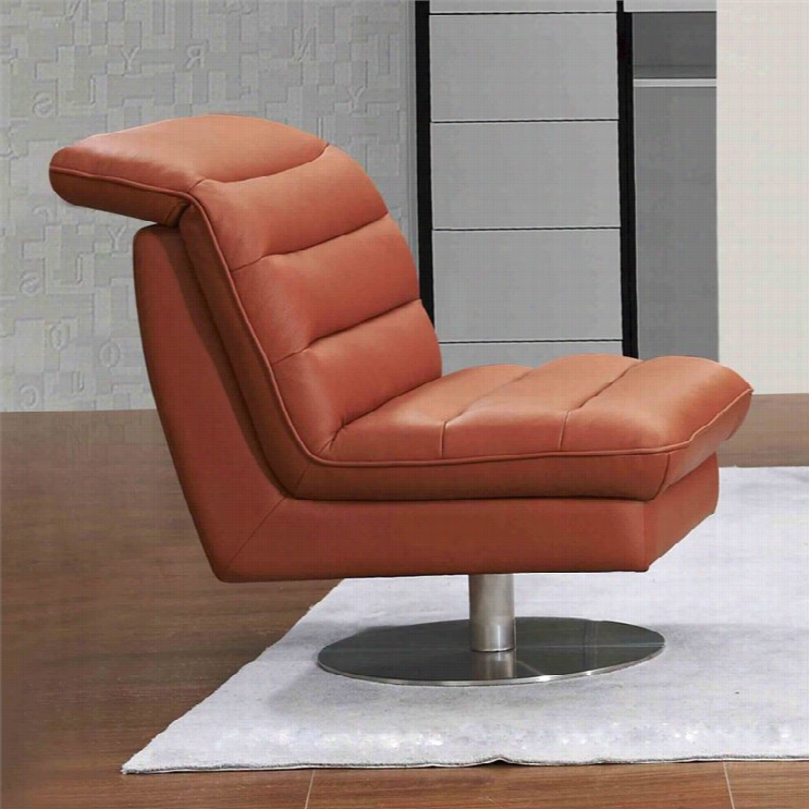 J&m Furniture Astro Leeather Swivel Cchair In Pumpkin