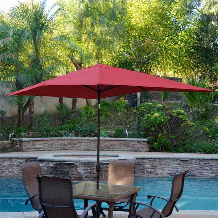 Jeco 6.5' X 10' Aluminum Patio Market Umbrella Tilt With Crank In Burgundy Fabric Black Pole