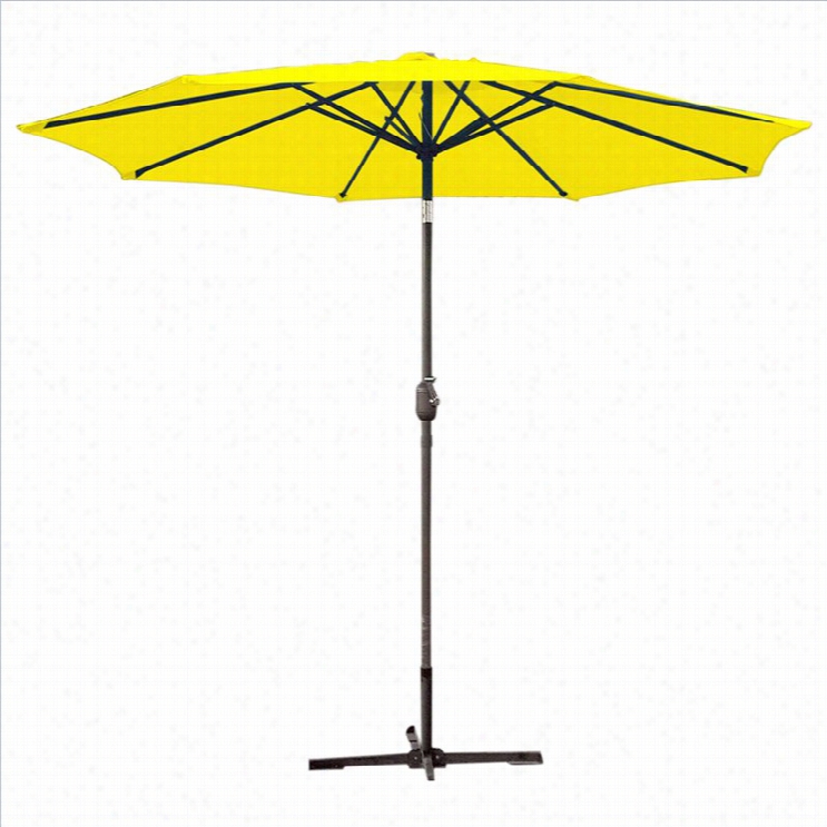 Jeco 9ft. Aluminum Patio Market Umbrellat Ilt With Crank In Yelloww Fabrci Grey Pole