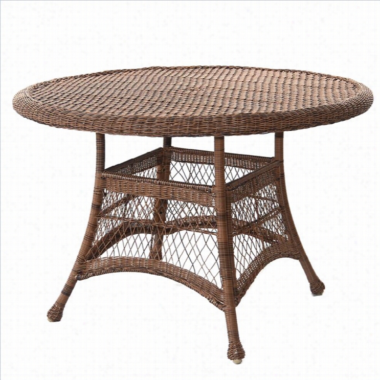 Jeco Wicker 44 Round Dining Tab Le In Honey