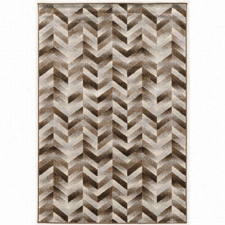 Linon Roma 5'3 X 7' Patchwork Chevron Rug In Choccolate Annd Beige