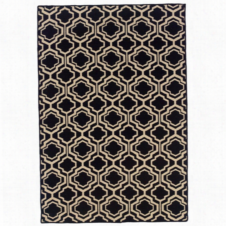 Lionn Saloniki 5' X 8' Double Quatrefo Il Wool Rug In Black