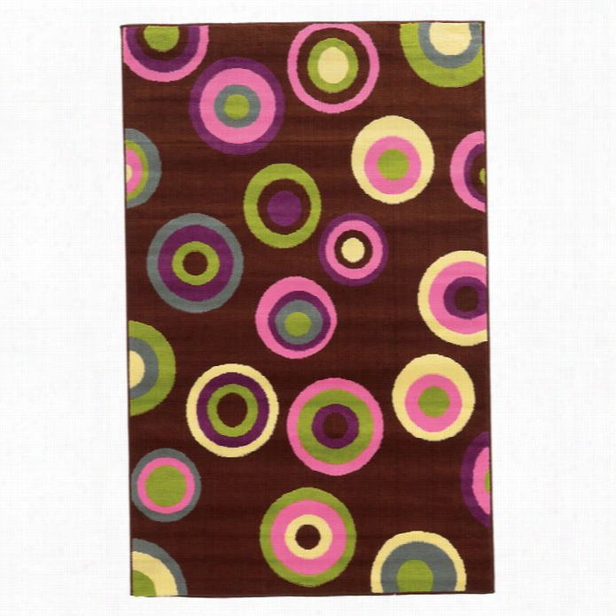 Linon Tween 4'4 X6' Circles Brown Rug