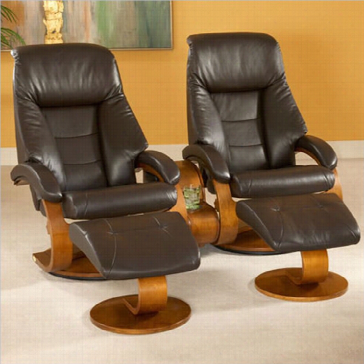 Mac Motion Oslo Leather Double Swivel  Recliner In Espresso