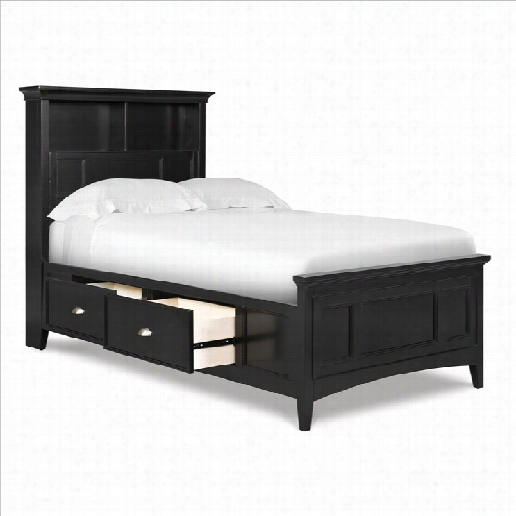 Magnussen Bennett Bookcqse Bed With Regular And Strage Rails I N Black