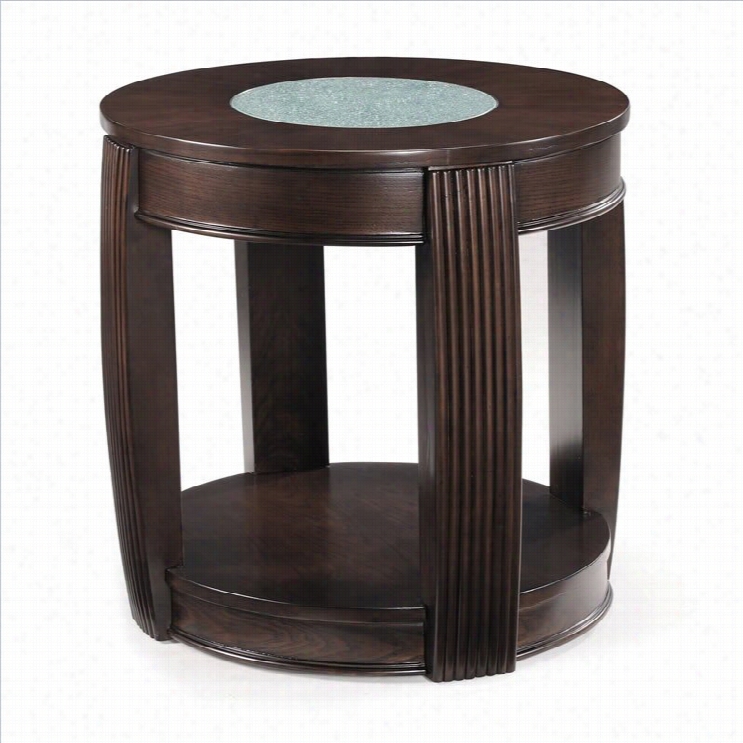 Magnussen Ino Wood And Glass Oval End Table