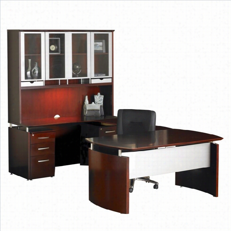 Mayline Napoli 72 U-shaped Desk With Hutch In Sierra Cherry