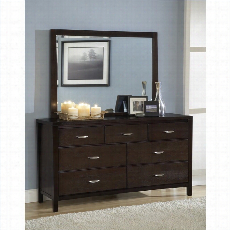 Modus Urban Loft7 Drawer Dresser And Mirror Set In Dark Wood