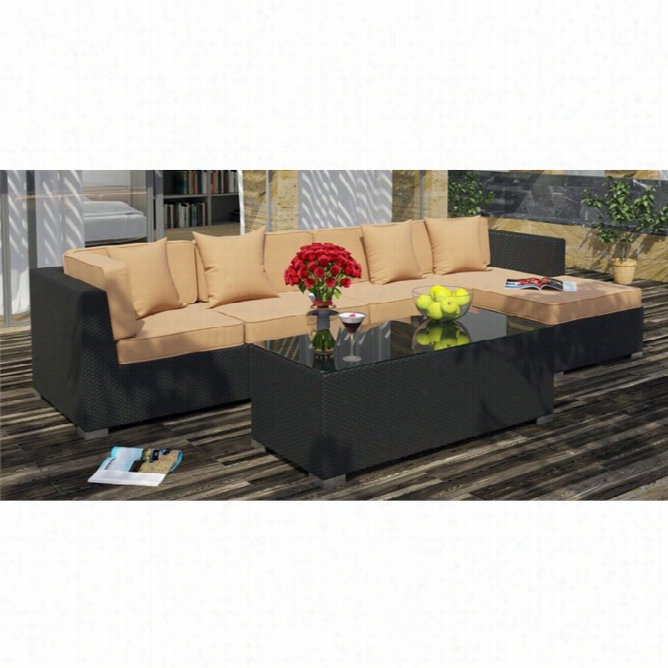 Modway Signal 5 Piece Outdoor Sofa Set In Espresso  And Mocha