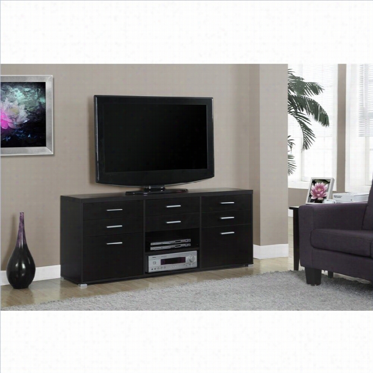 Monarch 60 Tv  Console In Cappuccino With 8 Dra Wers