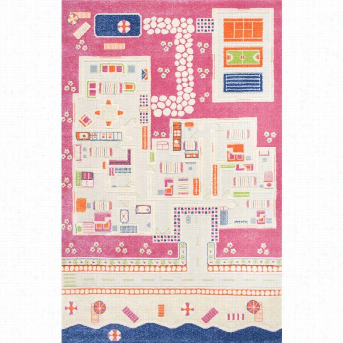 Nulo Om 3' 3 X 5' Summertime Playhouse Rug In Pink