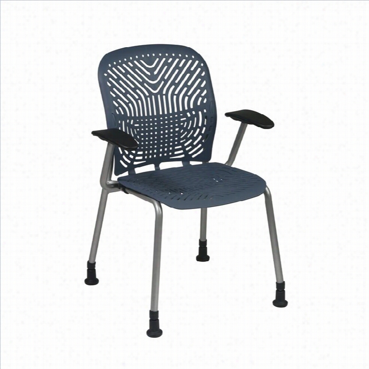 Office Star 801 Blue Visitors Visitor Chair Through  Pf And Arms And Glides (set Of 2)