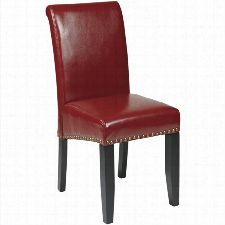 Office Star Metro Parsons Nail Head Dining Chair In Crimson Red