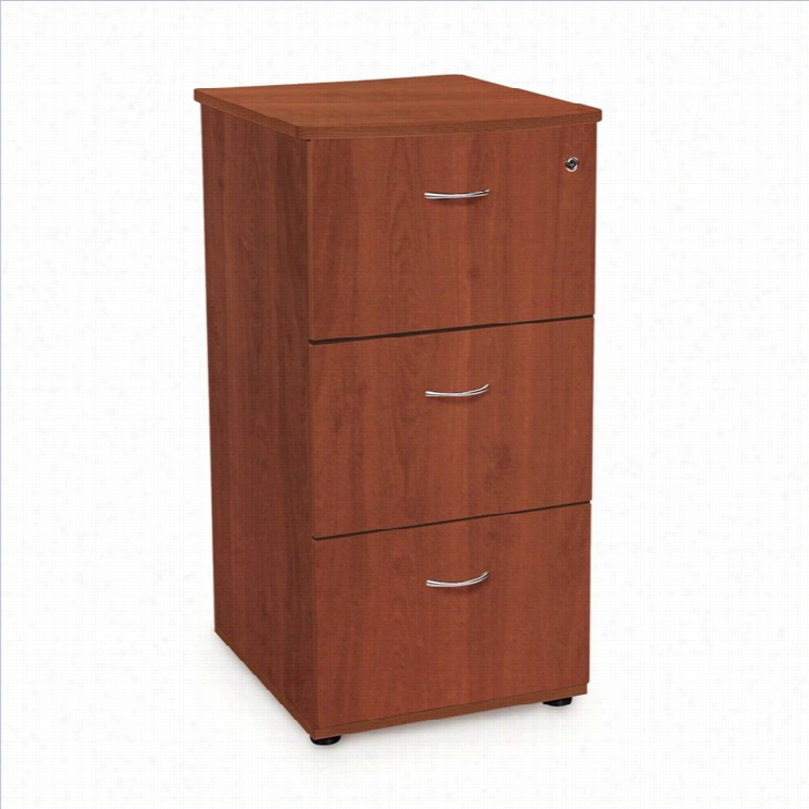 Ofm Milano Htree-drawer File With Lock In Cherry