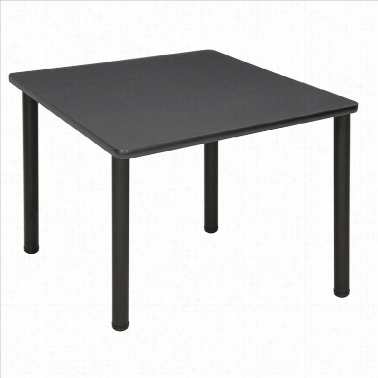 Regency Ssuare Table Wit Hblack Post Leg In Grey-30 Inch
